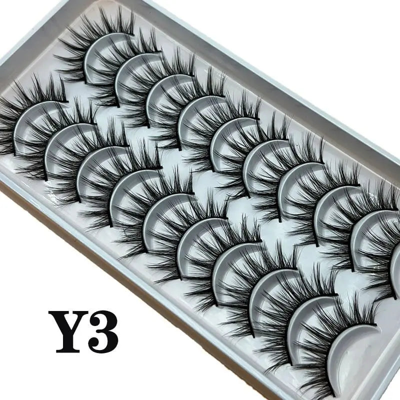 Strip Lashes 10-pairs Fluffy Mink Lashes 3D False Volume Eyelashes - Blade & Thread