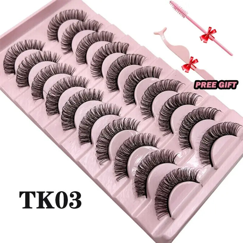 Strip Lashes 10-pairs Fluffy Mink Lashes 3D False Volume Eyelashes - Blade & Thread