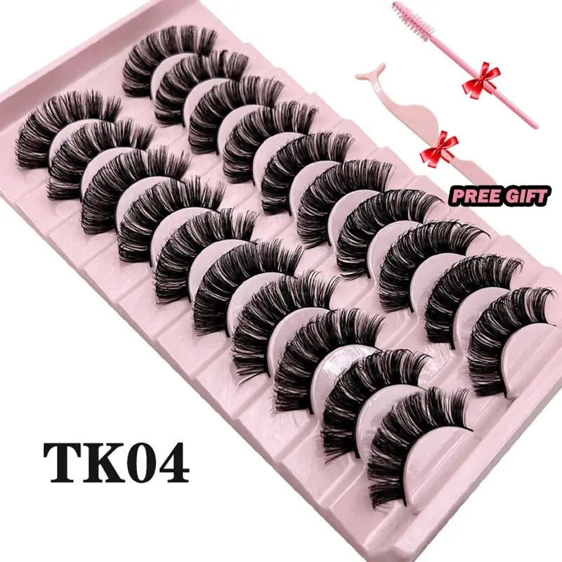 Strip Lashes 10-pairs Fluffy Mink Lashes 3D False Volume Eyelashes - Blade & Thread