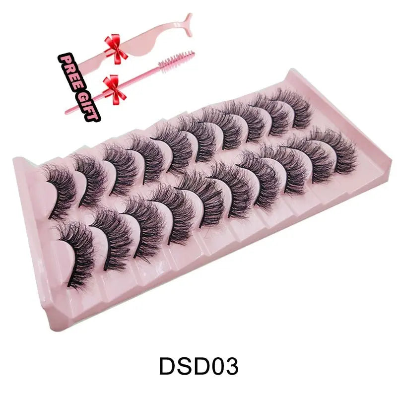 Strip Lashes 10-pairs Fluffy Mink Lashes 3D False Volume Eyelashes - Blade & Thread