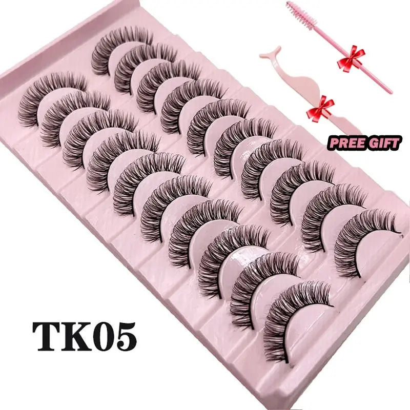 Strip Lashes 10-pairs Fluffy Mink Lashes 3D False Volume Eyelashes - Blade & Thread