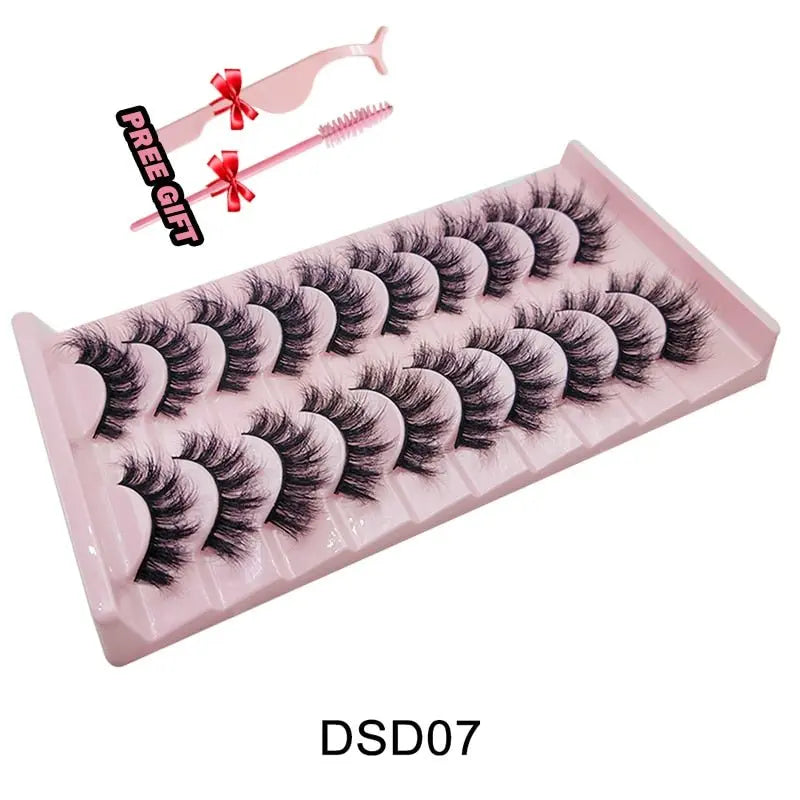 Strip Lashes 10-pairs Fluffy Mink Lashes 3D False Volume Eyelashes - Blade & Thread