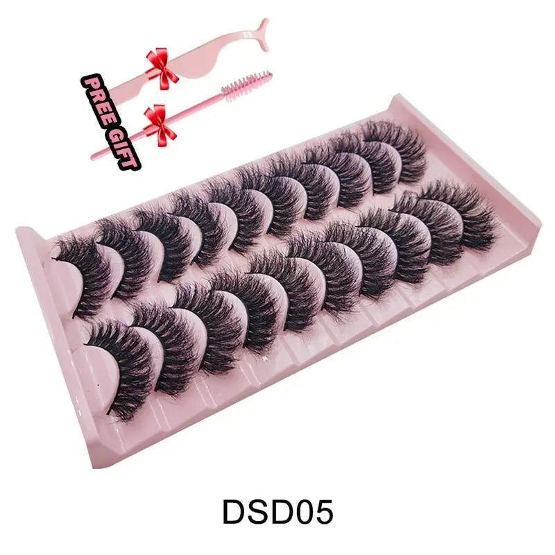 Strip Lashes 10-pairs Fluffy Mink Lashes 3D False Volume Eyelashes nowadaysfashion