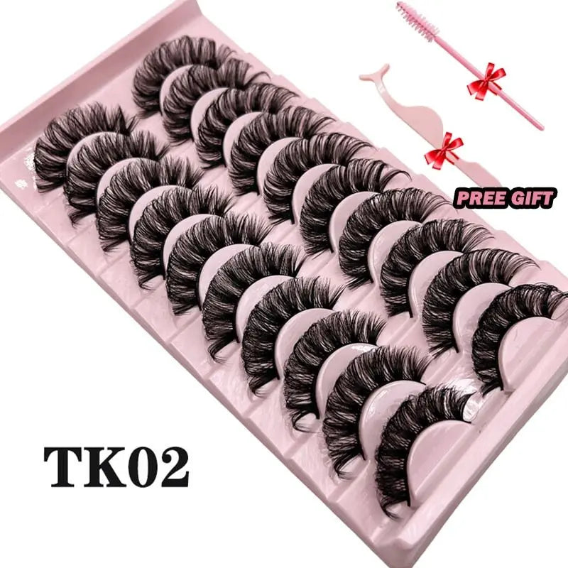 Strip Lashes 10-pairs Fluffy Mink Lashes 3D False Volume Eyelashes - Blade & Thread