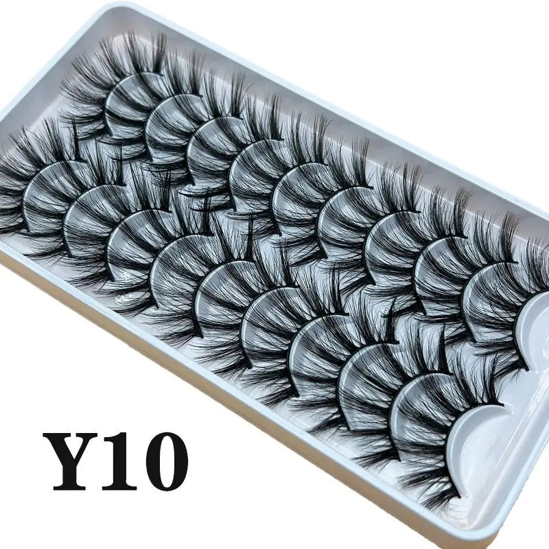 Strip Lashes 10-pairs Fluffy Mink Lashes 3D False Volume Eyelashes - Blade & Thread