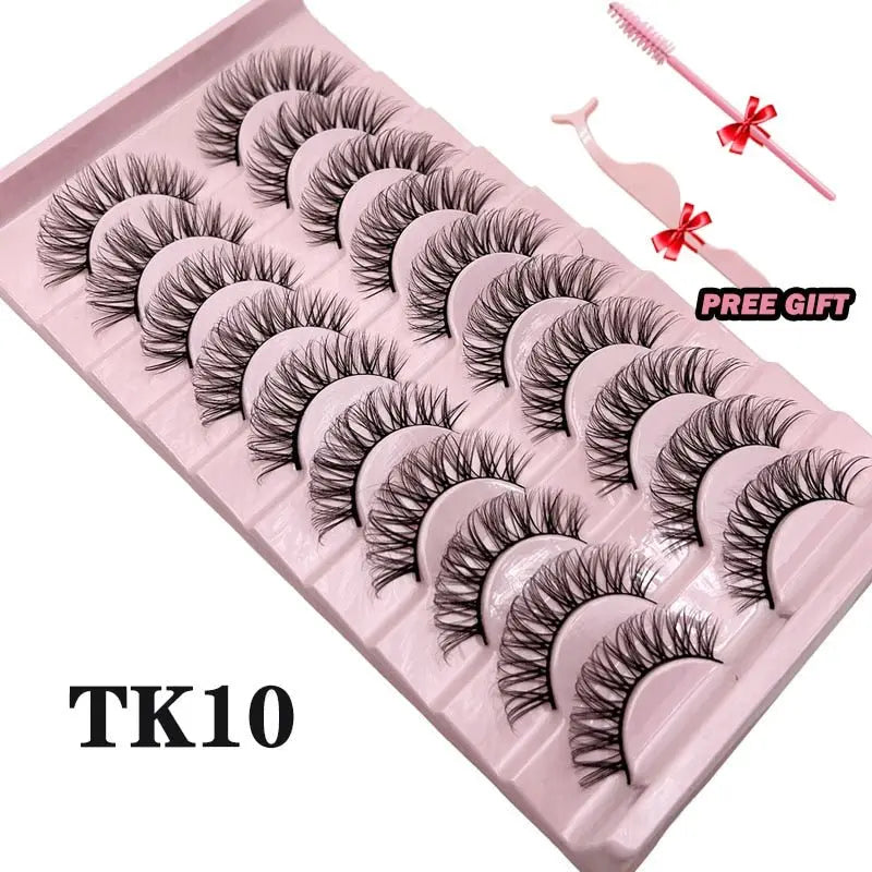 Strip Lashes 10-pairs Fluffy Mink Lashes 3D False Volume Eyelashes - Blade & Thread