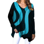 Striped Long Sleeve Printed T-Shirt Fashion V-Neck Streetwear Ladies Large Size Casual Top nowadaysfashion
