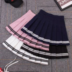 Striped Pleated Elastic Waist Female Sweet Mini Dance Plaid Skirt Y2k nowadaysfashion