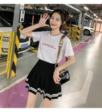 Striped Pleated Elastic Waist Female Sweet Mini Dance Plaid Skirt Y2k nowadaysfashion