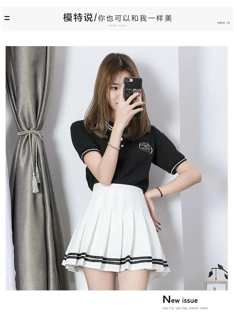 Striped Pleated Elastic Waist Female Sweet Mini Dance Plaid Skirt Y2k nowadaysfashion