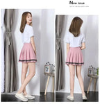 Striped Pleated Elastic Waist Female Sweet Mini Dance Plaid Skirt Y2k nowadaysfashion