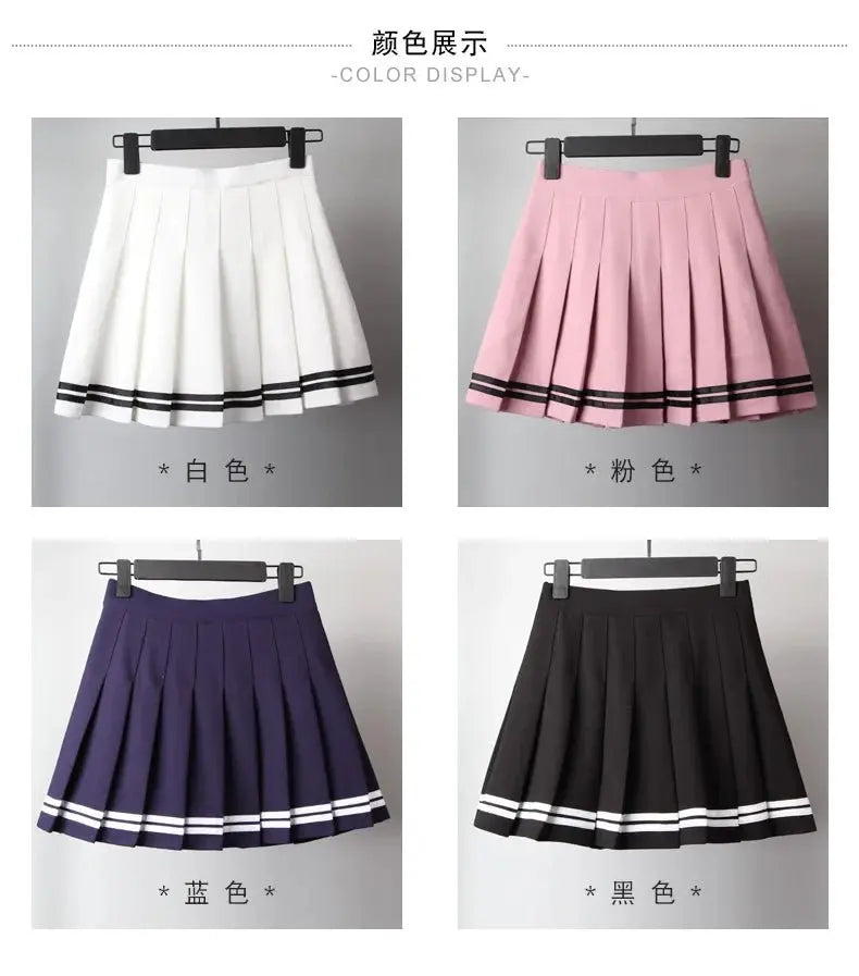Striped Pleated Elastic Waist Female Sweet Mini Dance Plaid Skirt Y2k nowadaysfashion