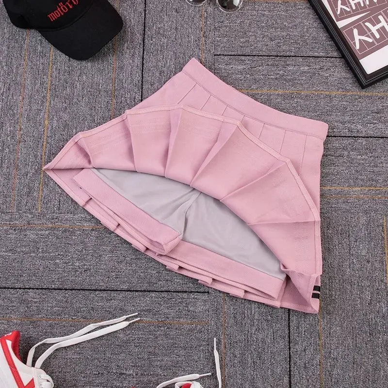 Striped Pleated Elastic Waist Female Sweet Mini Dance Plaid Skirt Y2k - Blade & Thread