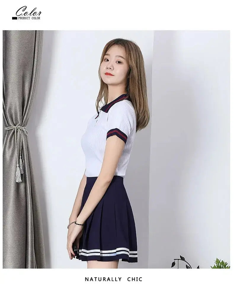 Striped Pleated Elastic Waist Female Sweet Mini Dance Plaid Skirt Y2k - Blade & Thread