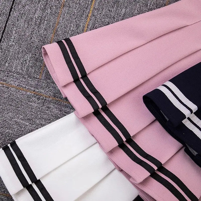 Striped Pleated Elastic Waist Female Sweet Mini Dance Plaid Skirt Y2k nowadaysfashion