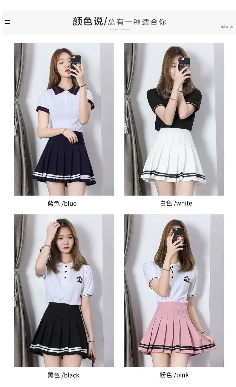 Striped Pleated Elastic Waist Female Sweet Mini Dance Plaid Skirt Y2k - Blade & Thread