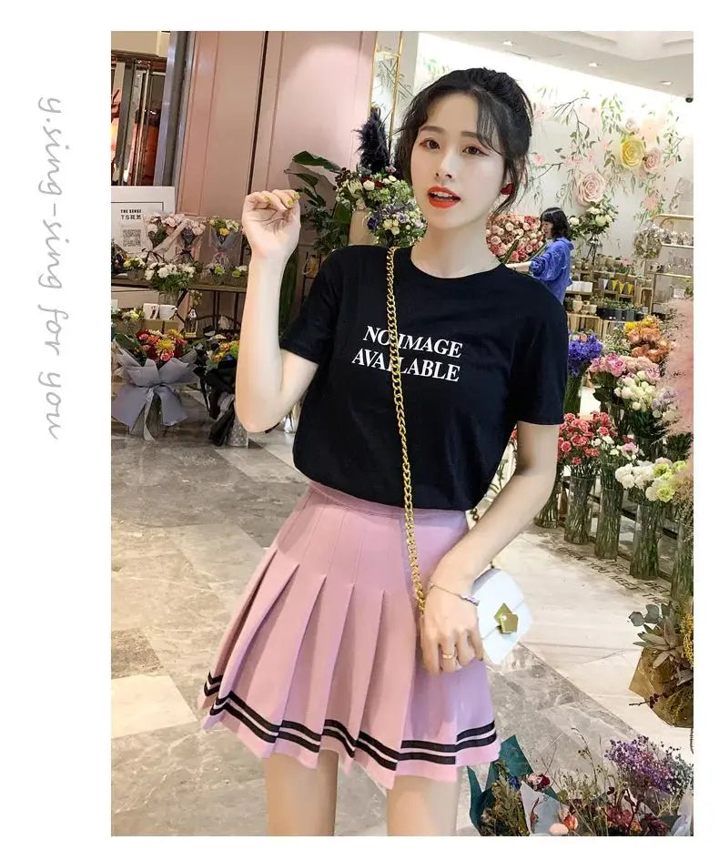 Striped Pleated Elastic Waist Female Sweet Mini Dance Plaid Skirt Y2k - Blade & Thread