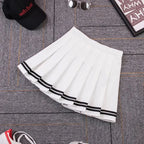 Striped Pleated Elastic Waist Female Sweet Mini Dance Plaid Skirt Y2k nowadaysfashion