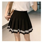 Striped Pleated Elastic Waist Female Sweet Mini Dance Plaid Skirt Y2k nowadaysfashion
