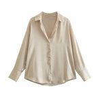 Striped satin long-sleeved shirt nowadaysfashion