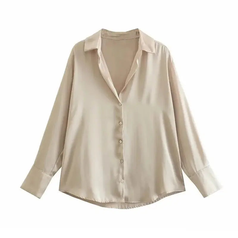 Striped satin long-sleeved shirt - Blade & Thread