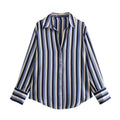 Striped satin long-sleeved shirt nowadaysfashion