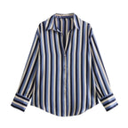 Striped satin long-sleeved shirt nowadaysfashion