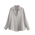 Striped satin long-sleeved shirt nowadaysfashion