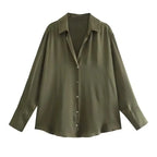 Striped satin long-sleeved shirt nowadaysfashion