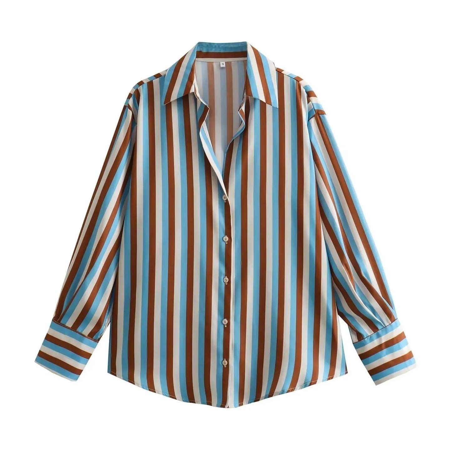 Striped satin long-sleeved shirt - Blade & Thread