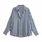 Striped satin long-sleeved shirt nowadaysfashion