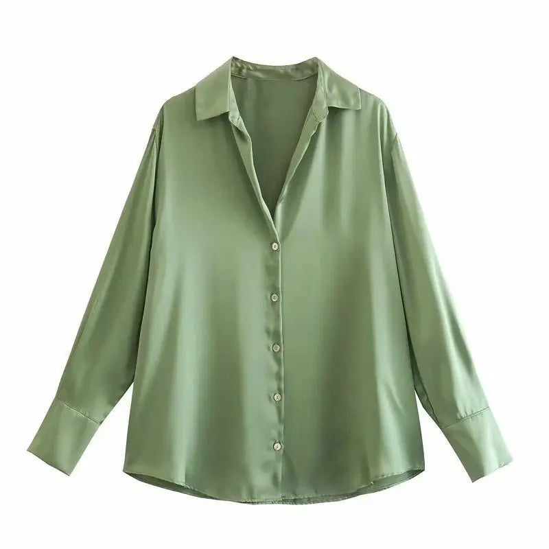 Striped satin long-sleeved shirt - Blade & Thread