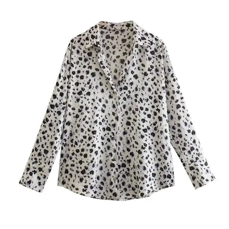 Striped satin long-sleeved shirt nowadaysfashion