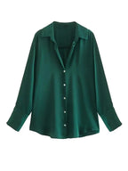 Striped satin long-sleeved shirt nowadaysfashion