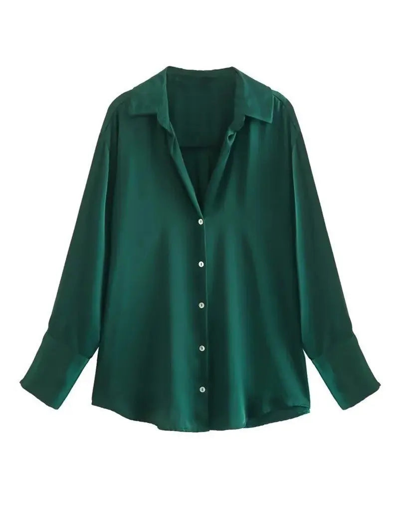 Striped satin long-sleeved shirt - Blade & Thread