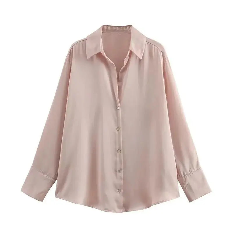 Striped satin long-sleeved shirt - Blade & Thread