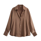 Striped satin long-sleeved shirt nowadaysfashion