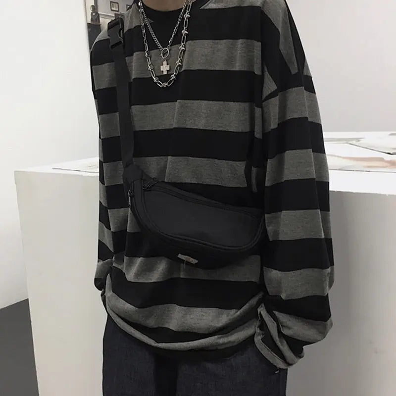 Striped Shirt Blouse Harajuku Couple Tops Woman T-Shirt Spring Long Sleeve Gothic Shirts nowadaysfashion