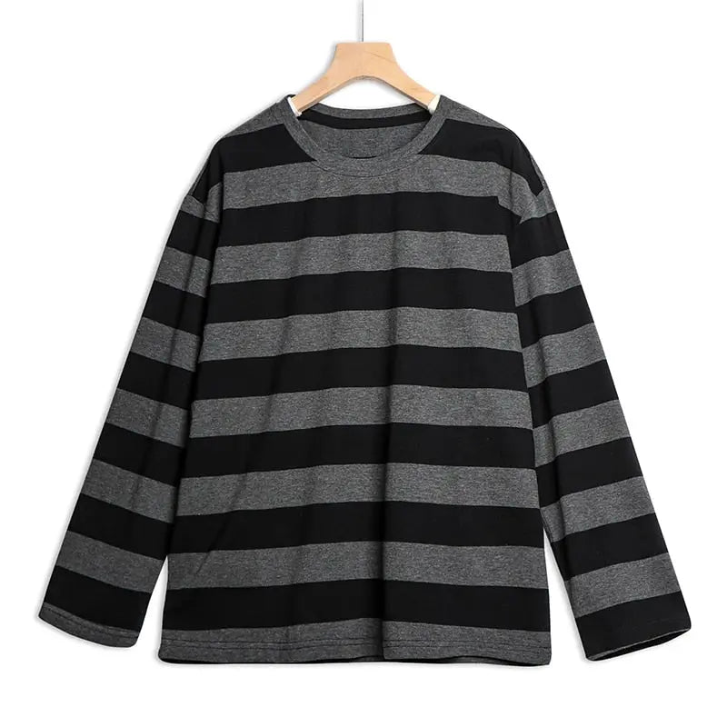 Striped Shirt Blouse Harajuku Couple Tops Woman T-Shirt Spring Long Sleeve Gothic Shirts nowadaysfashion