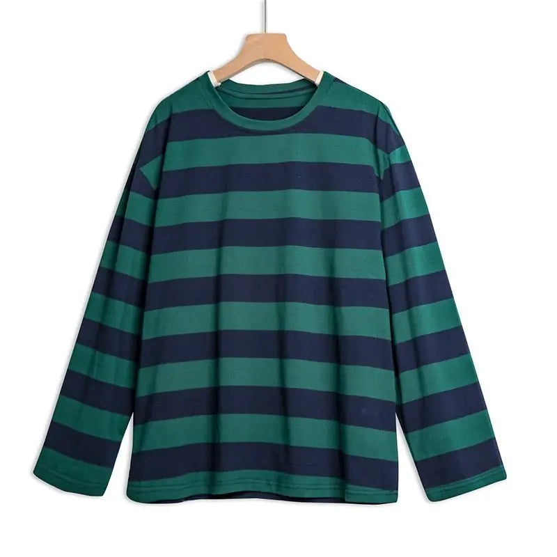 Striped Shirt Blouse Harajuku Couple Tops Woman T-Shirt Spring Long Sleeve Gothic Shirts - Blade & Thread