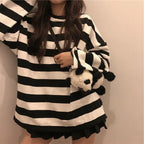 Striped Shirt Blouse Harajuku Couple Tops Woman T-Shirt Spring Long Sleeve Gothic Shirts nowadaysfashion