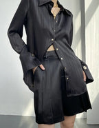 Striped Shirts Spring Long Sleeve Single-breasted Female Satin Blouses nowadaysfashion