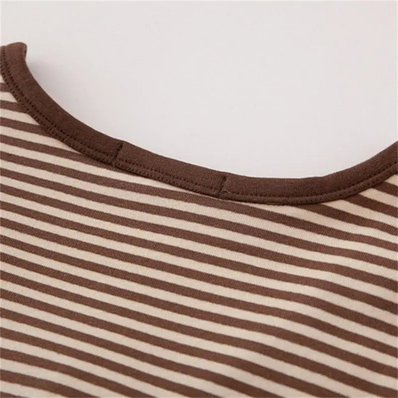 Striped Soft Cotton T-shirt 2022 Summer Fashion Slim O Neck Streetwear Tees Women Chic Tops - Blade & Thread