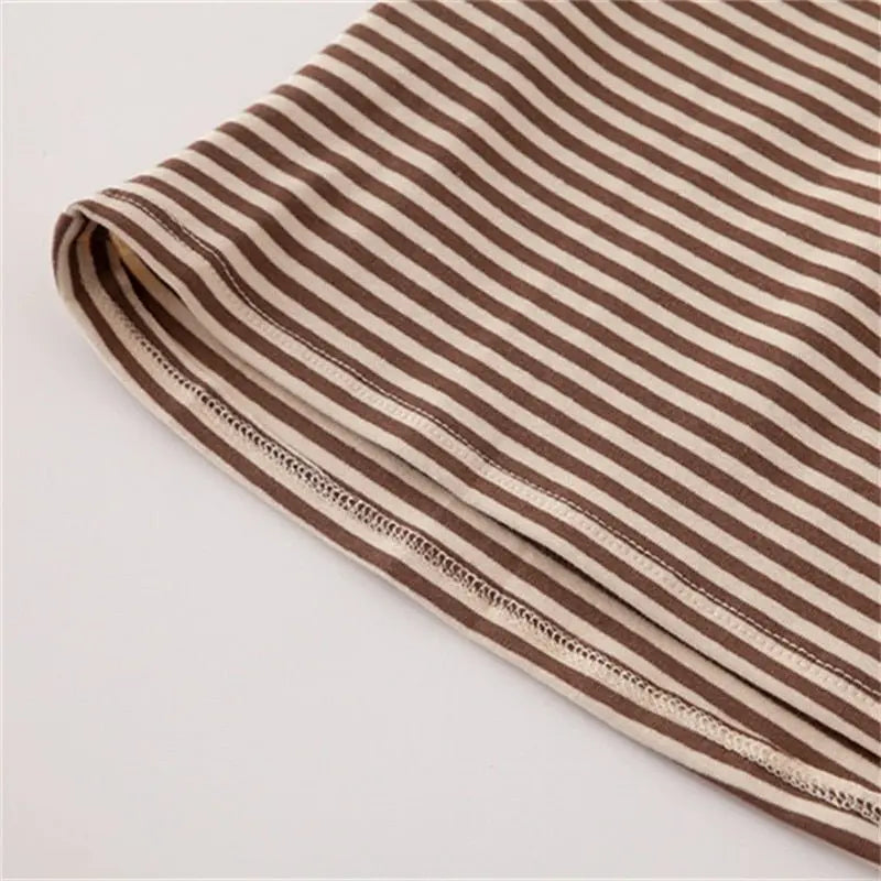 Striped Soft Cotton T-shirt 2022 Summer Fashion Slim O Neck Streetwear Tees Women Chic Tops - Blade & Thread