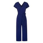 Summer 2022 Streetwear V-neck Jumpsuit Beach Elegant Party One Piece Black Rompers nowadaysfashion