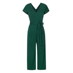 Summer 2022 Streetwear V-neck Jumpsuit Beach Elegant Party One Piece Black Rompers nowadaysfashion