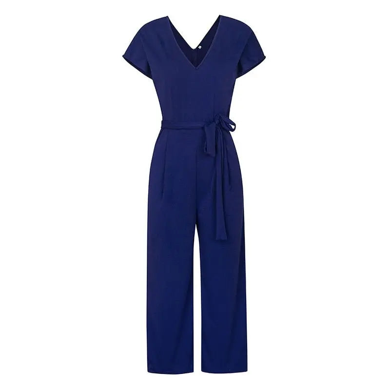 Summer 2022 Streetwear V-neck Jumpsuit Beach Elegant Party One Piece Black Rompers - Blade & Thread