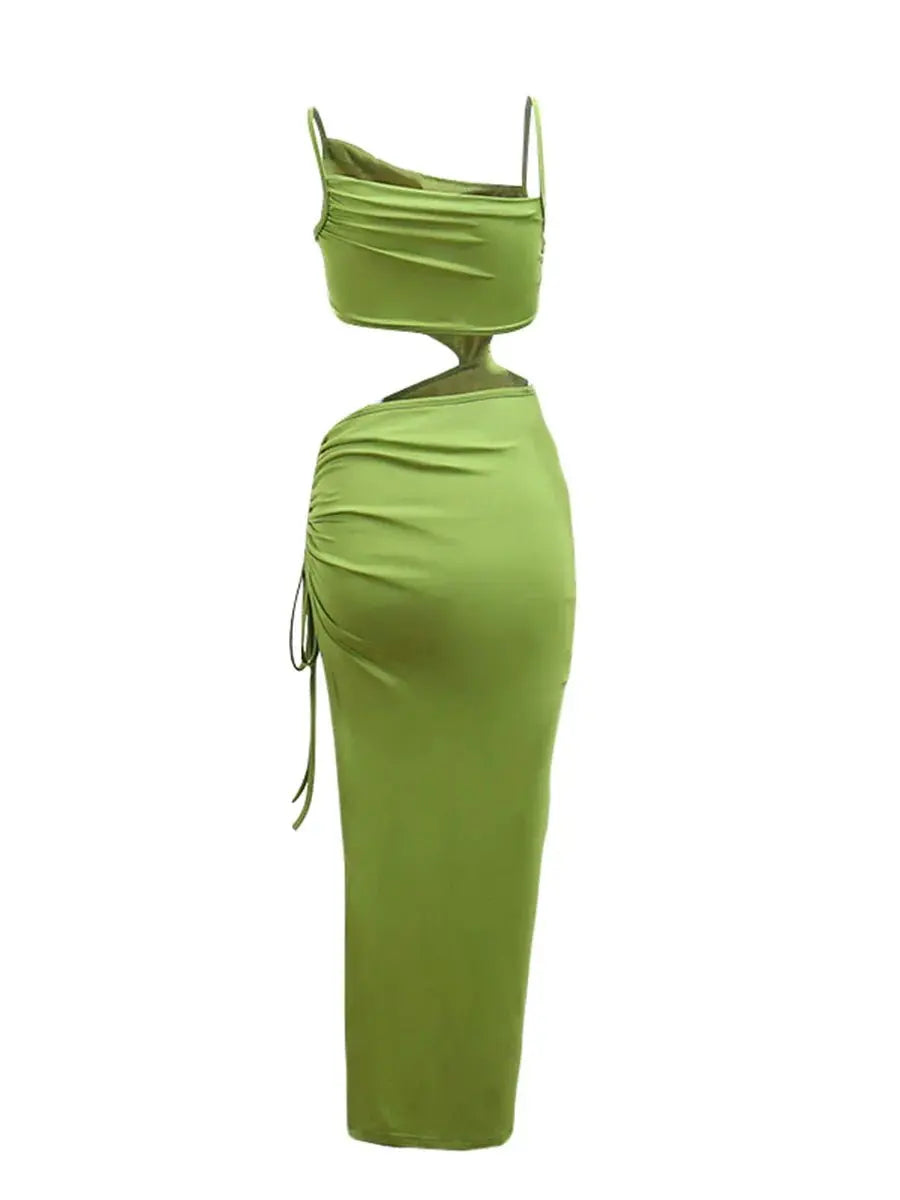 Summer Beach Casual Sexy Hollow Backless Tie Up Slip Dress nowadaysfashion