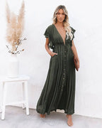 Summer Beach Maxi Dress Women Boho Long Bikini Cover Up High Waist Casual V-Neck Dresses nowadaysfashion