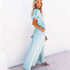 Summer Beach Maxi Dress Women Boho Long Bikini Cover Up High Waist Casual V-Neck Dresses nowadaysfashion